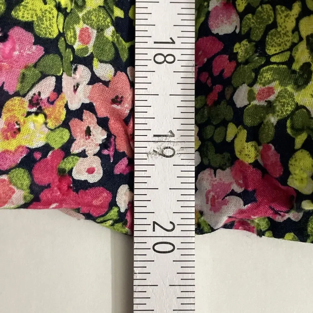 Crown & Ivy Women’s Floral Cotton Blouse XL Balloon Sleeve Multicolor Cropped